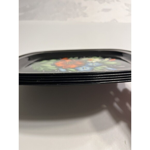 5 Vintage Zhostovo Soviet Russian Hand Painted Flowers Toleware Trays Yeha 8x6” - Picture 14 of 15